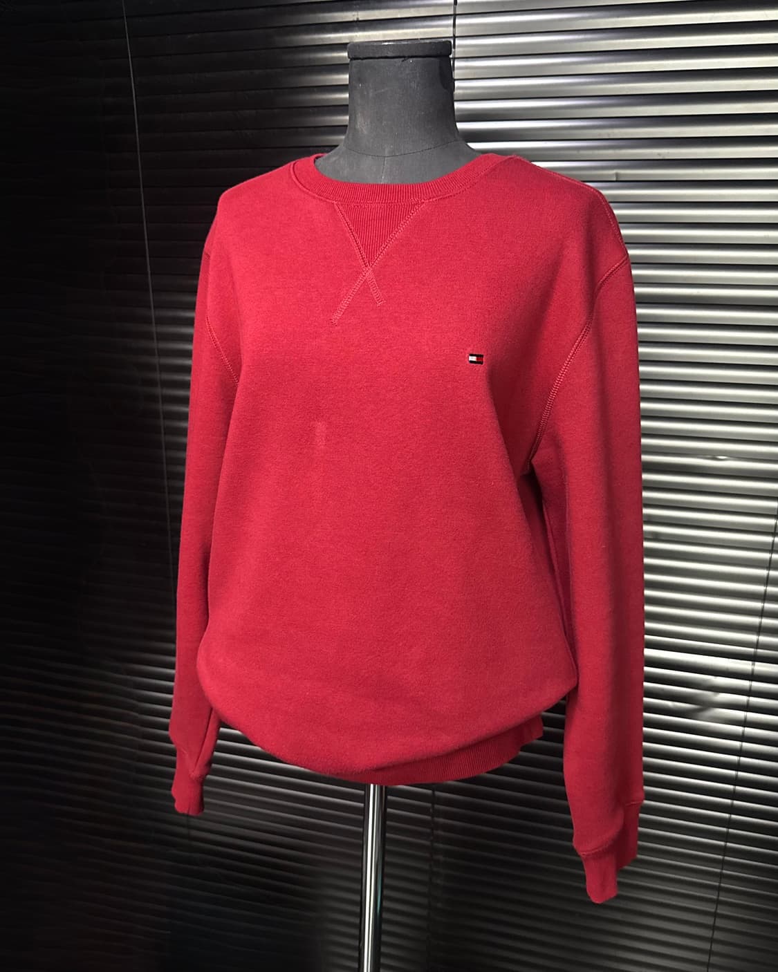 타미 힐피거 면 코튼 스웻 셔츠 맨투맨 버건디 레드 라운드넷 클래식 M 상품이미지1
