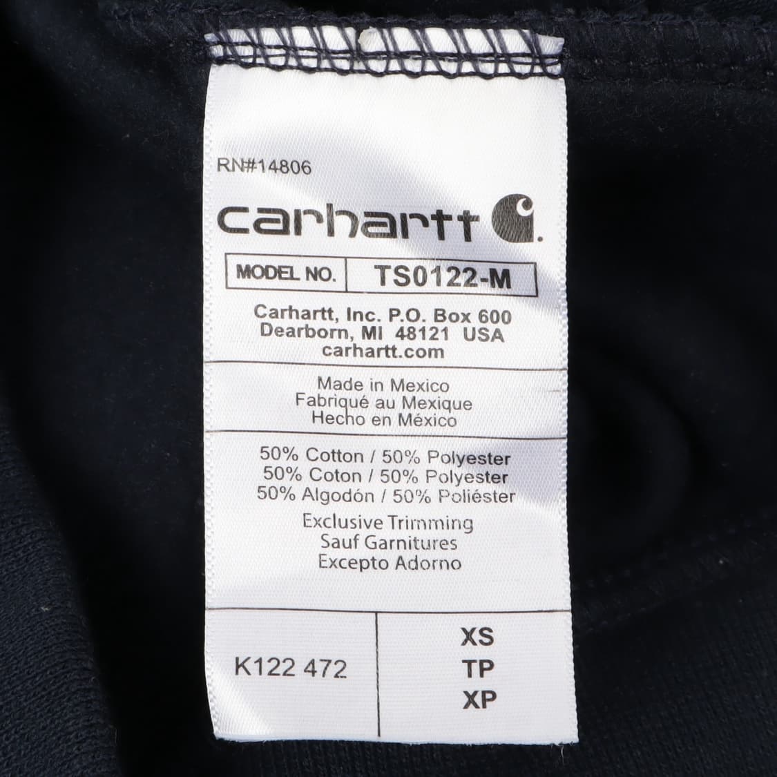 칼하트 네이비 k122 루즈 핏 스웨트 후드집업 상품이미지9