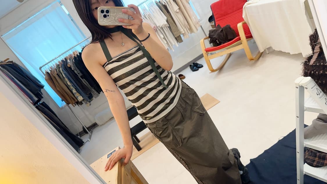 [LOSICARIE] string green halter tube top 상품이미지1