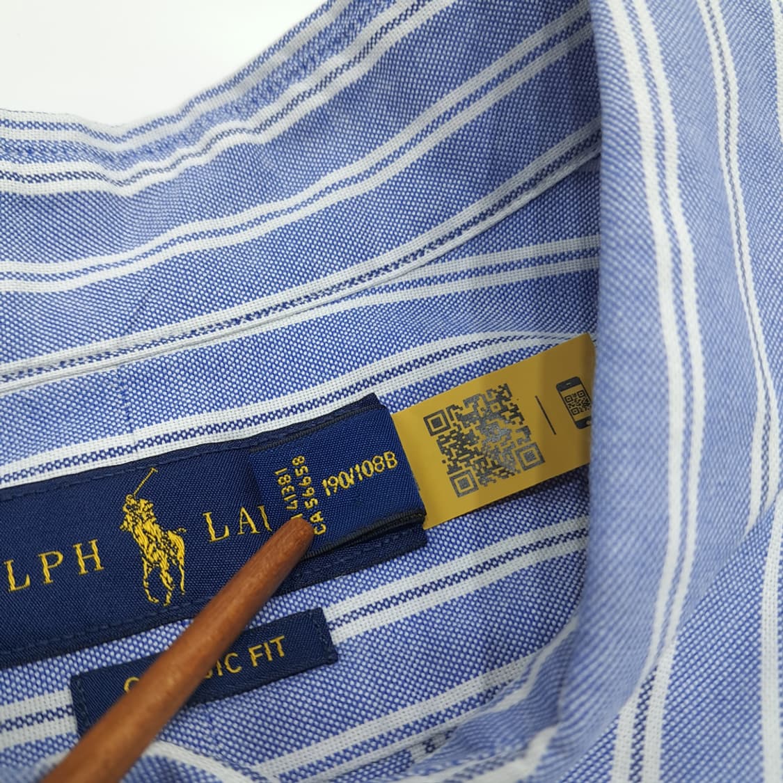 Co728 2XL 폴로 랄프로렌 블루 스트라이프 QR 긴팔 셔츠 남방 상품이미지5