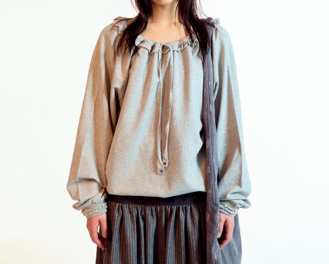 코이세이오  DRAWSTRING LONG SLEEVE MELANGE GR 상품이미지2
