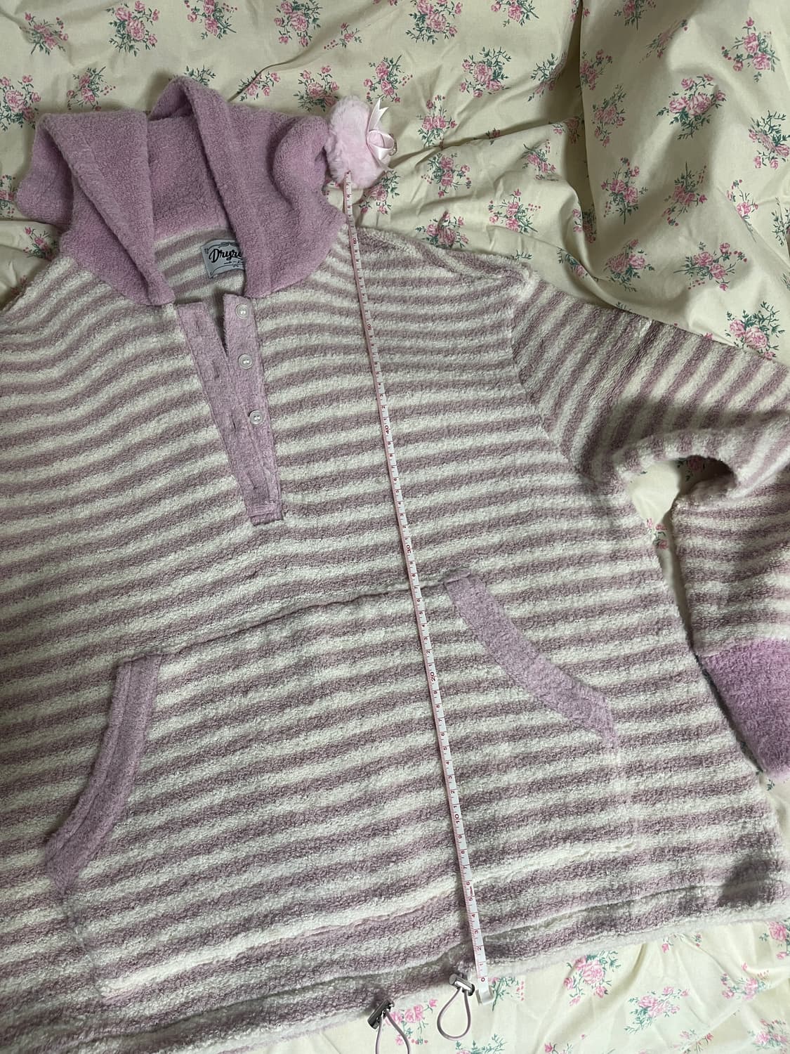 드라이로즈 크럼블 스트라이프 후드 핑크 상품이미지1