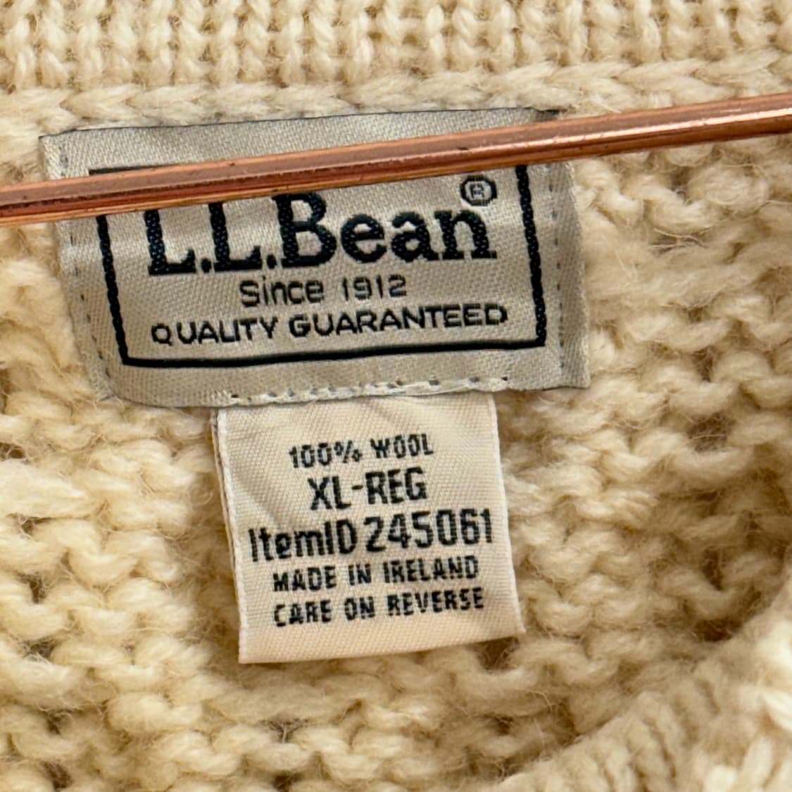 엘엘빈 100울 피셔맨 아이보리 니트 XL 상품이미지2