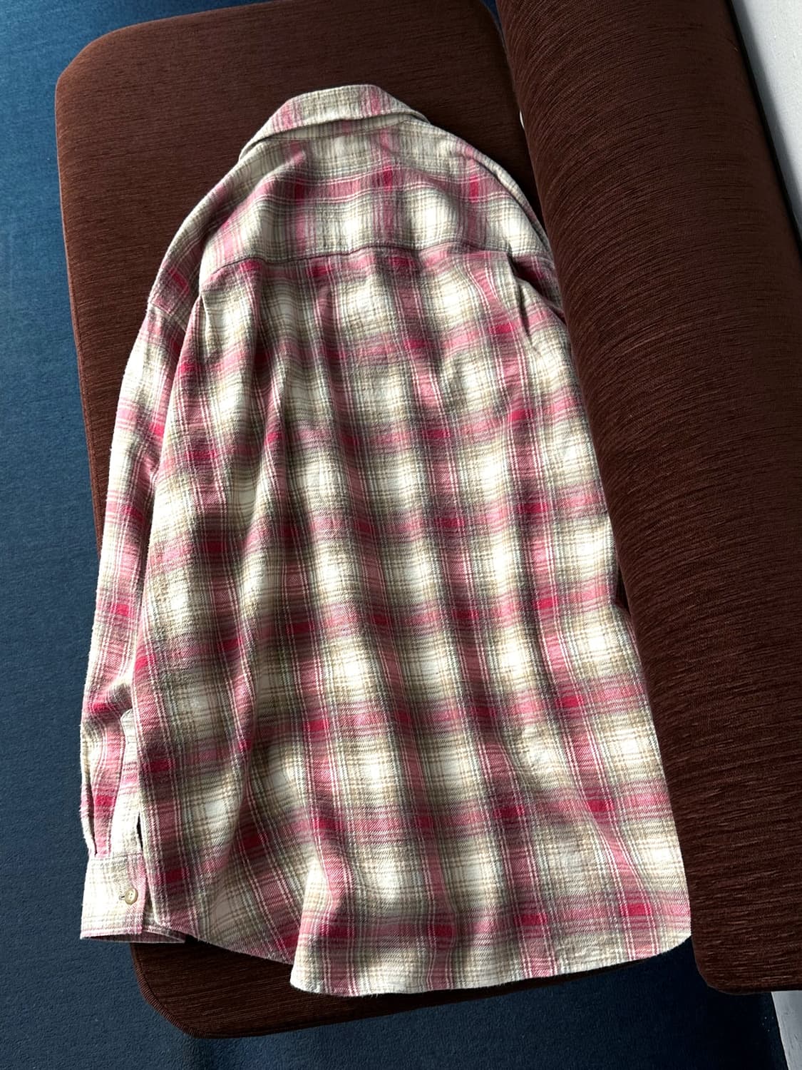 Cotton woven nel check wide shirt 상품이미지5