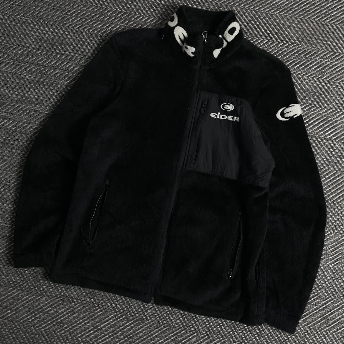 아이더 블랙 넥 로고 플리스 집업 자켓 y 3675 상품이미지1