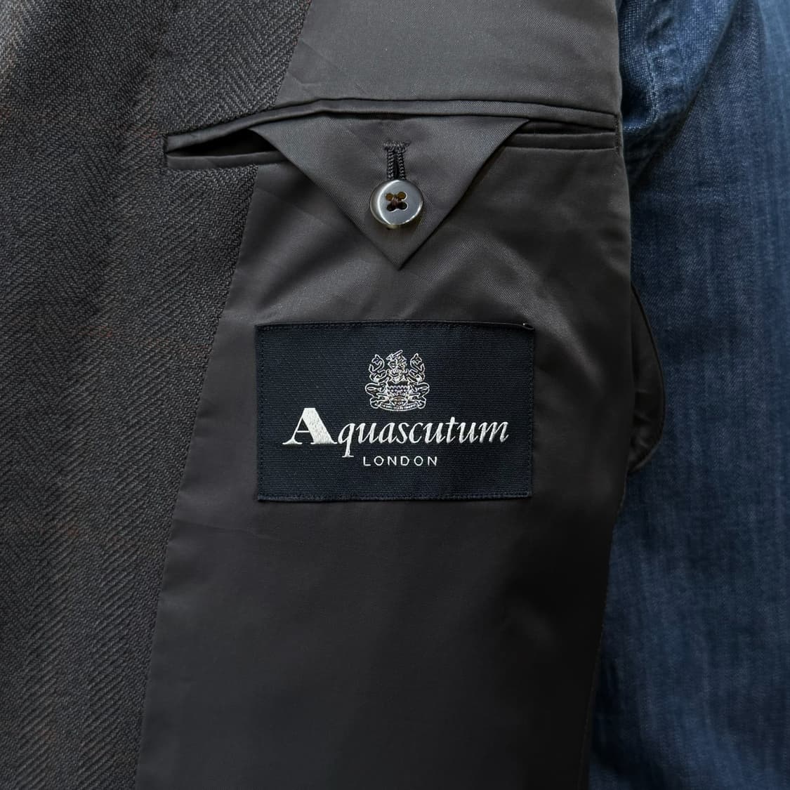Aquascutum London 실크 100% 헤링본 윈도페인 자켓 상품이미지9
