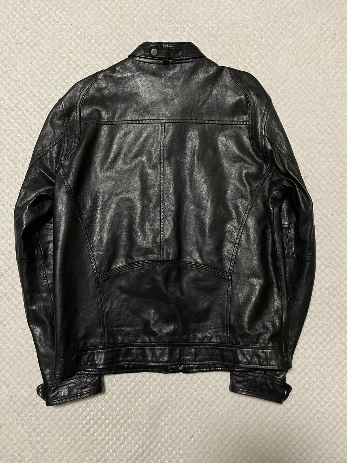 DARK HORSE 웨스턴 무드 램스킨 양가죽 바이커 절개 레더 자켓 상품이미지2