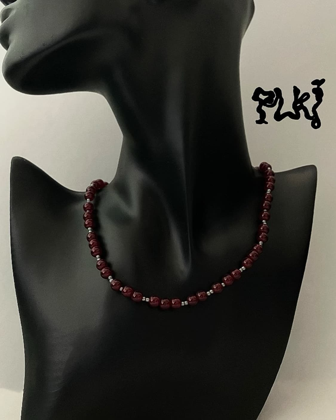 핸드메이드 비즈 목걸이 | 레드빈 목걸이 실버비즈 목걸이 가을겨울 목걸이 상품이미지10
