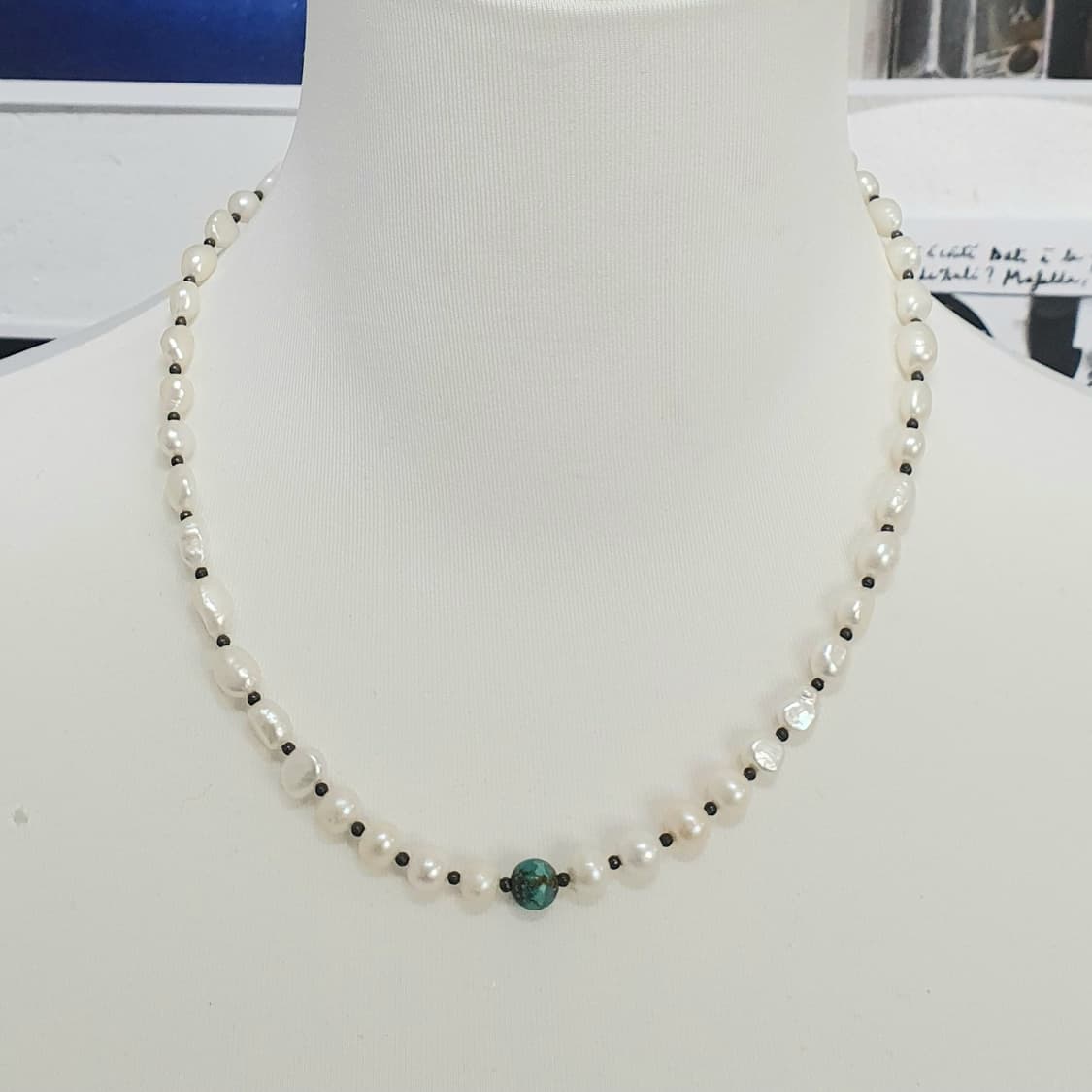 [Vintage] Freshwater Pearl & Onyx Neckla 상품이미지1