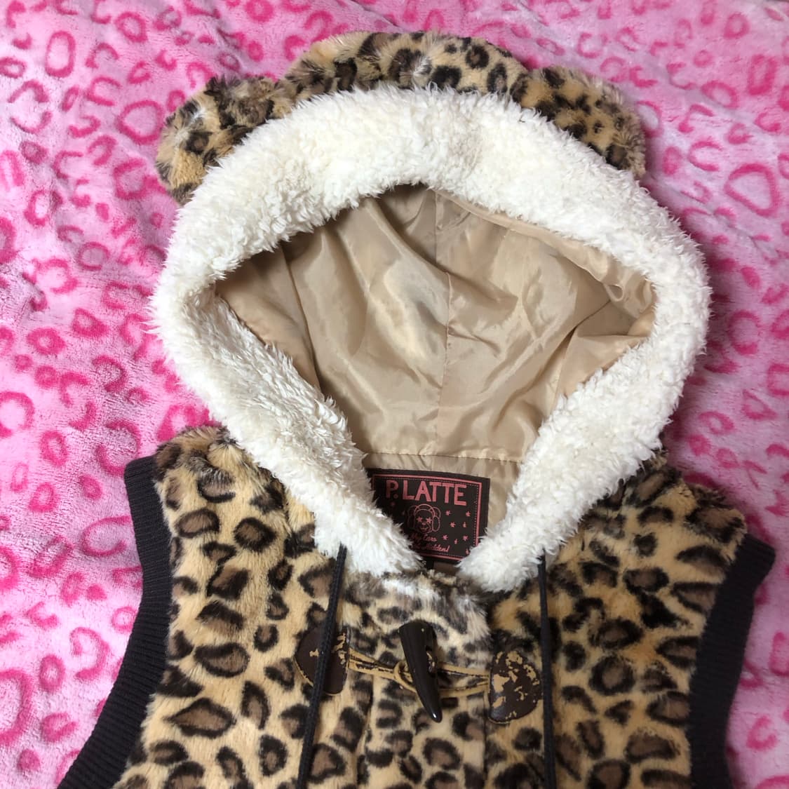 빈티지 갸루 털 퍼 곰 조끼 베스트 후드 후디 폼폼 아우터 자켓 상품이미지3