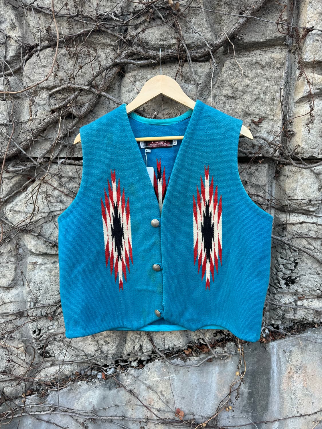 센티넬라 오르테가 핸드 우븐 울 네이티브 무늬 웨스턴 치마요 베스트 조끼 상품이미지1