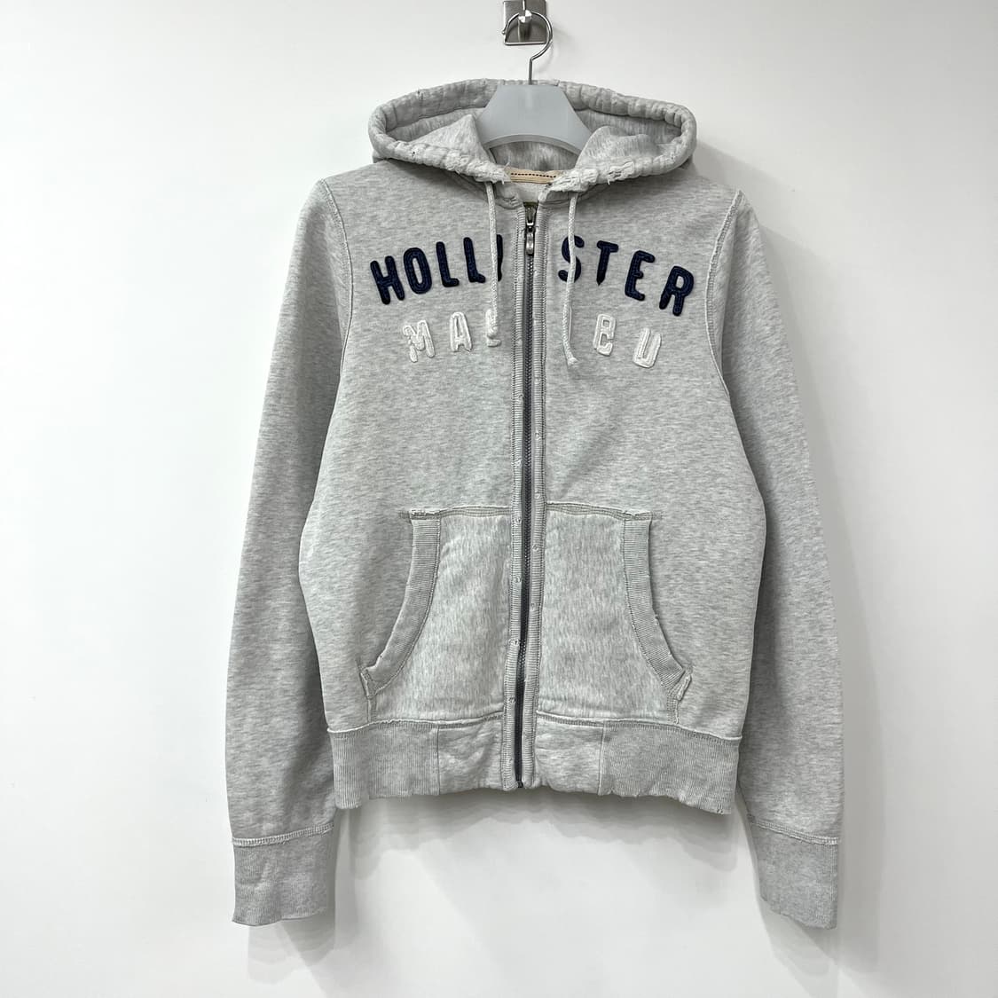 홀리스터 자수로고 멜란지그레이 후드집업 상품이미지2
