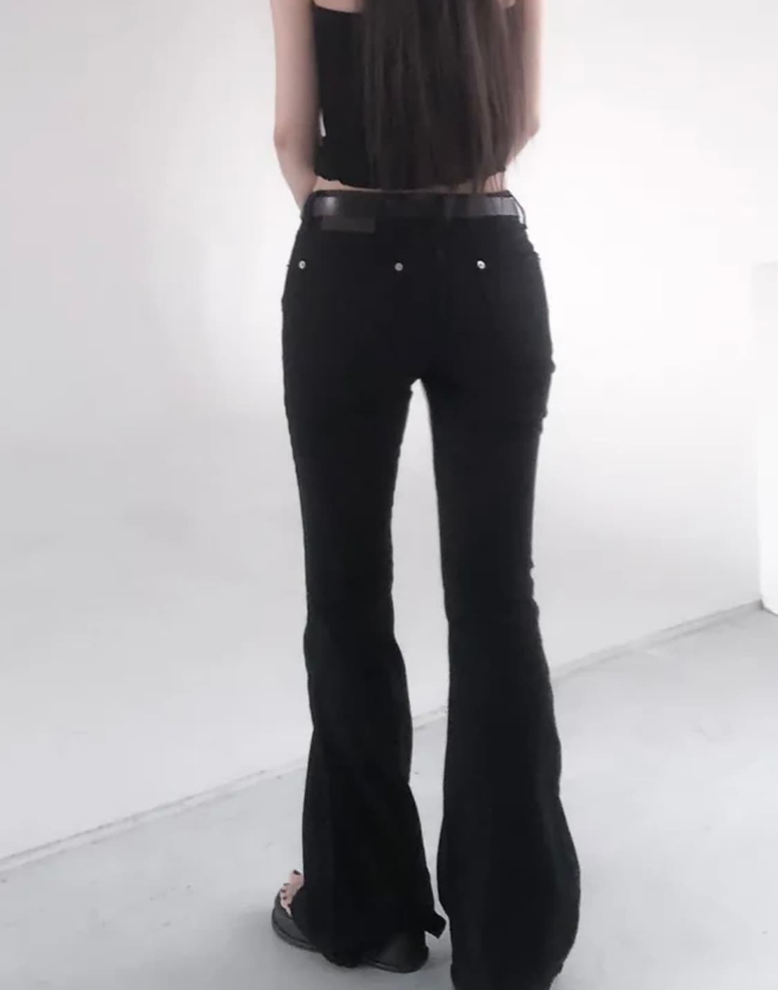 oot 블랙 로우라이즈 부츠컷 팬츠  상품이미지4