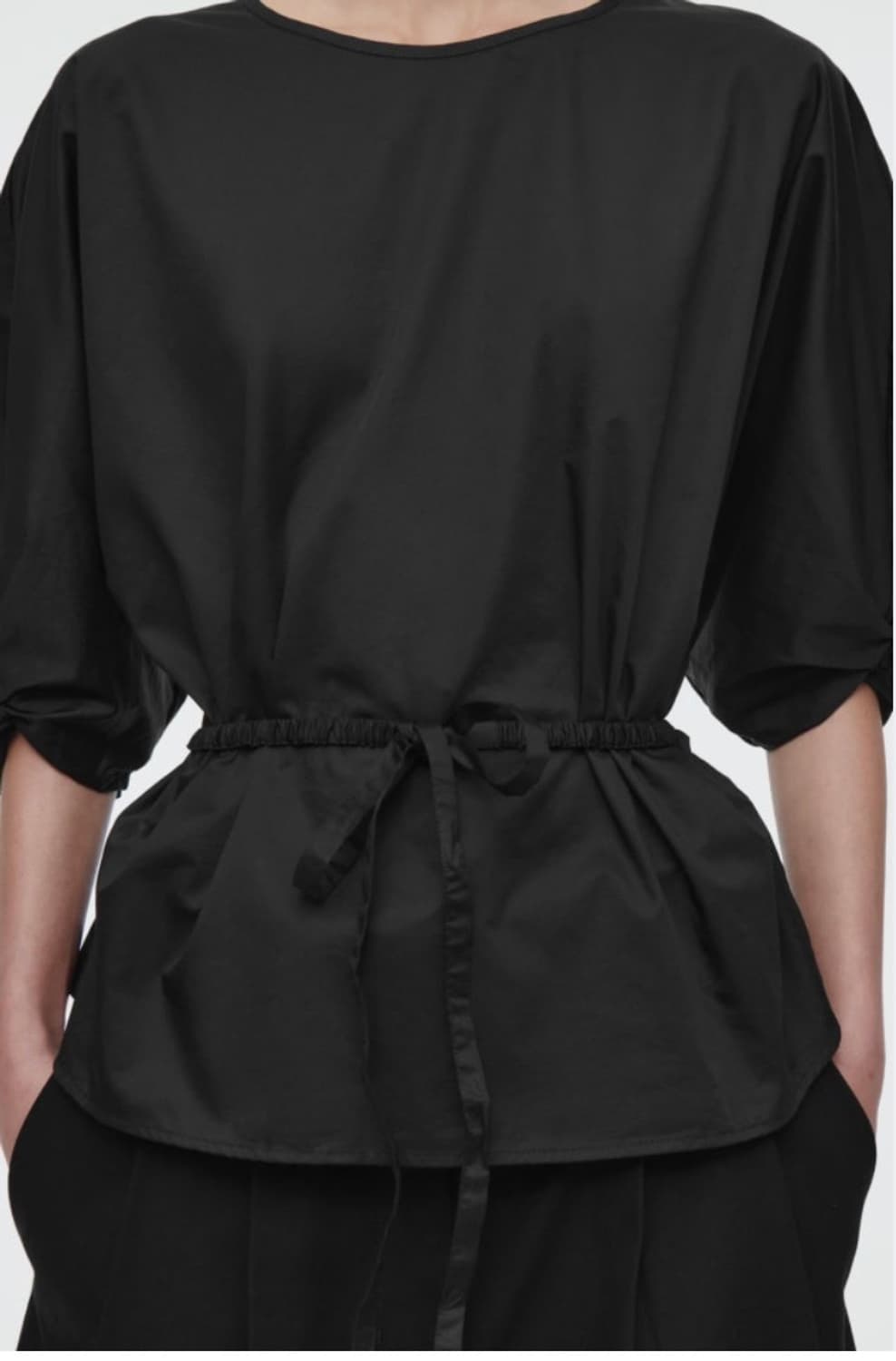 COS 코스 벨티드 퍼프 슬리브 블라우스 블랙 상품이미지3