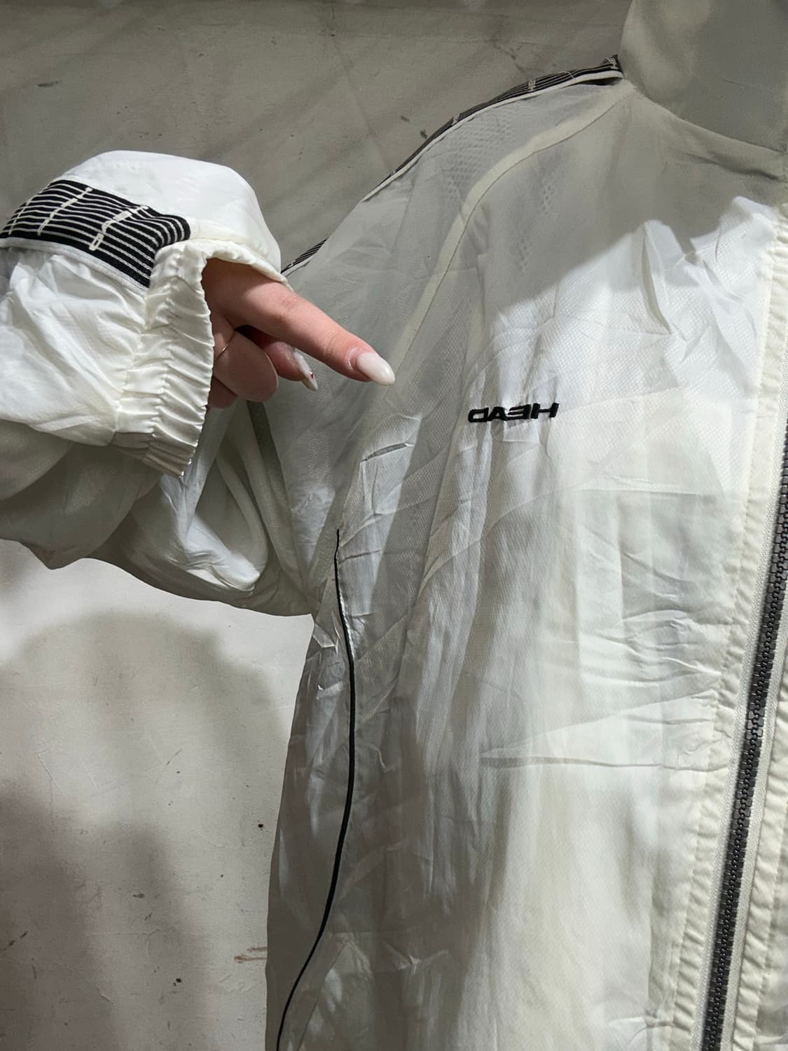 헤드 화이트 블랙 사이드 라인 바람막이 오버핏 올드스쿨 트랙 자켓 L 상품이미지4