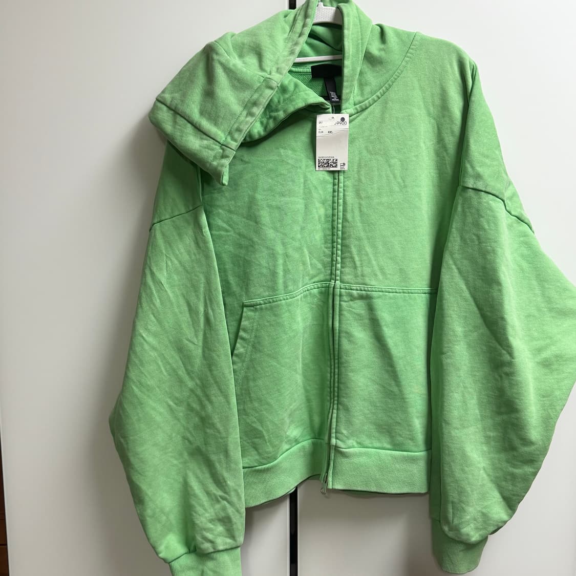 H&M 에이치앤엠 오버사이즈 후드집업 라임 XXL 상품이미지1