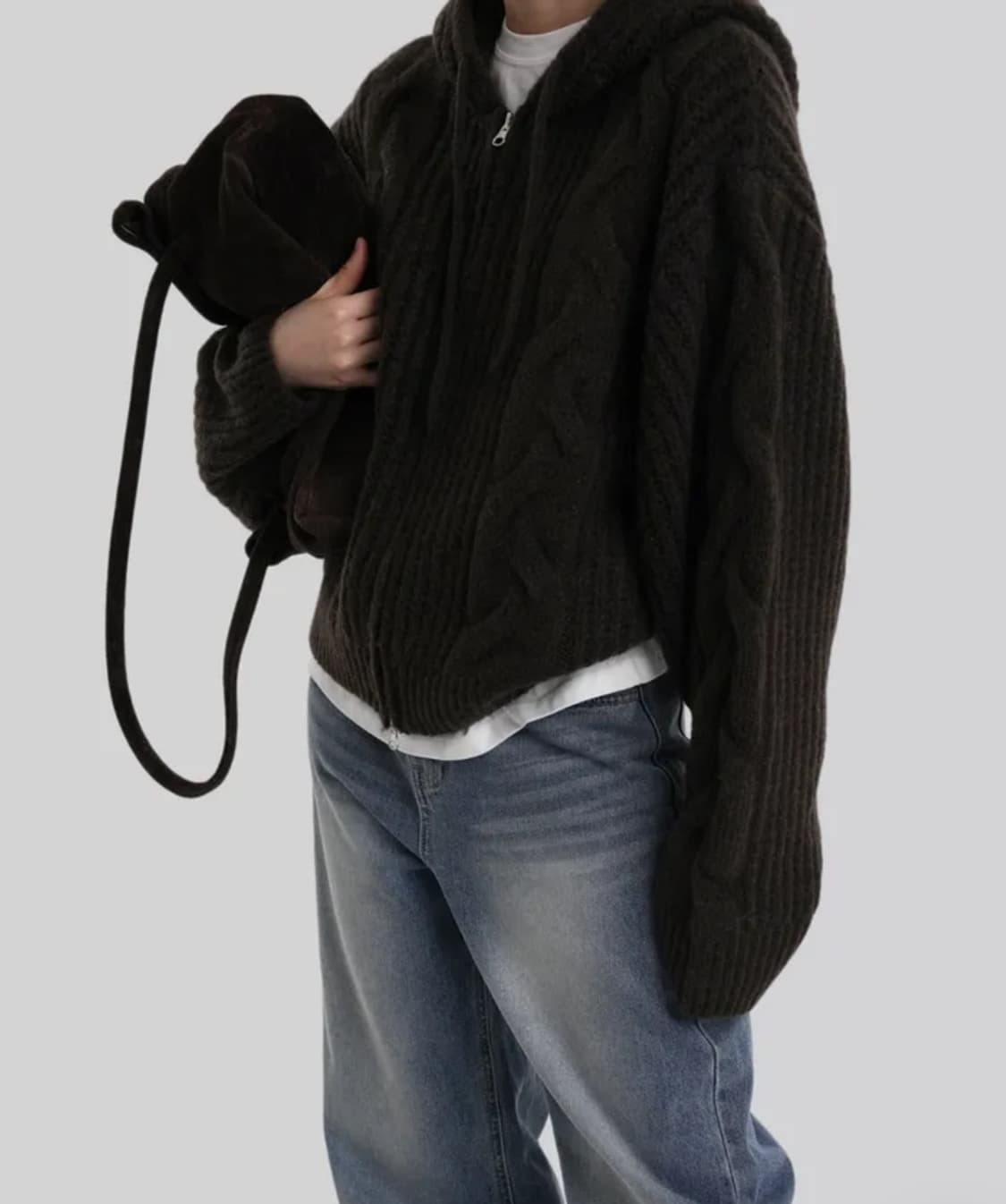 어텀 니트 후드집업 상품이미지3