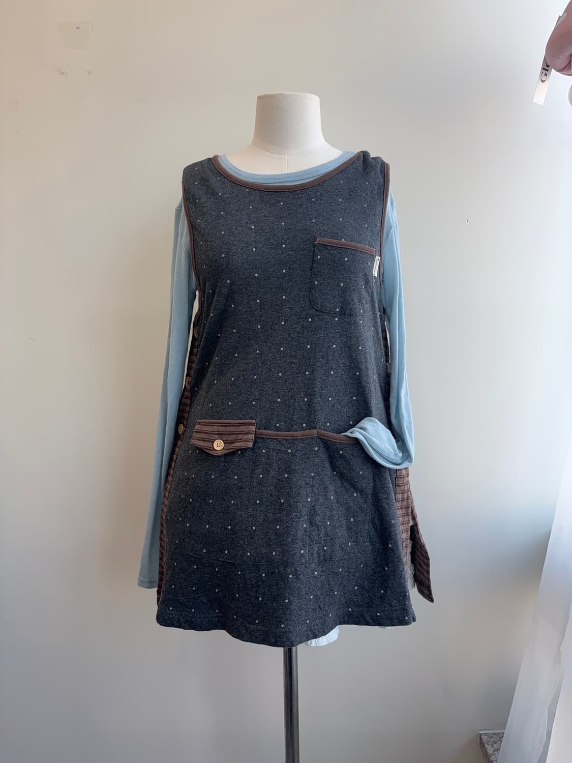 재팬 빈티지 땡땡이 유니크 레이어드 에이프런 상품이미지8