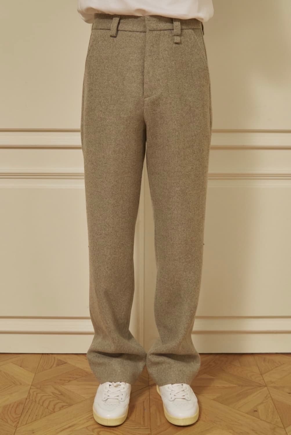 STU 스냅 울 슬랙스 바지 그레이 브라운 S 상품이미지4