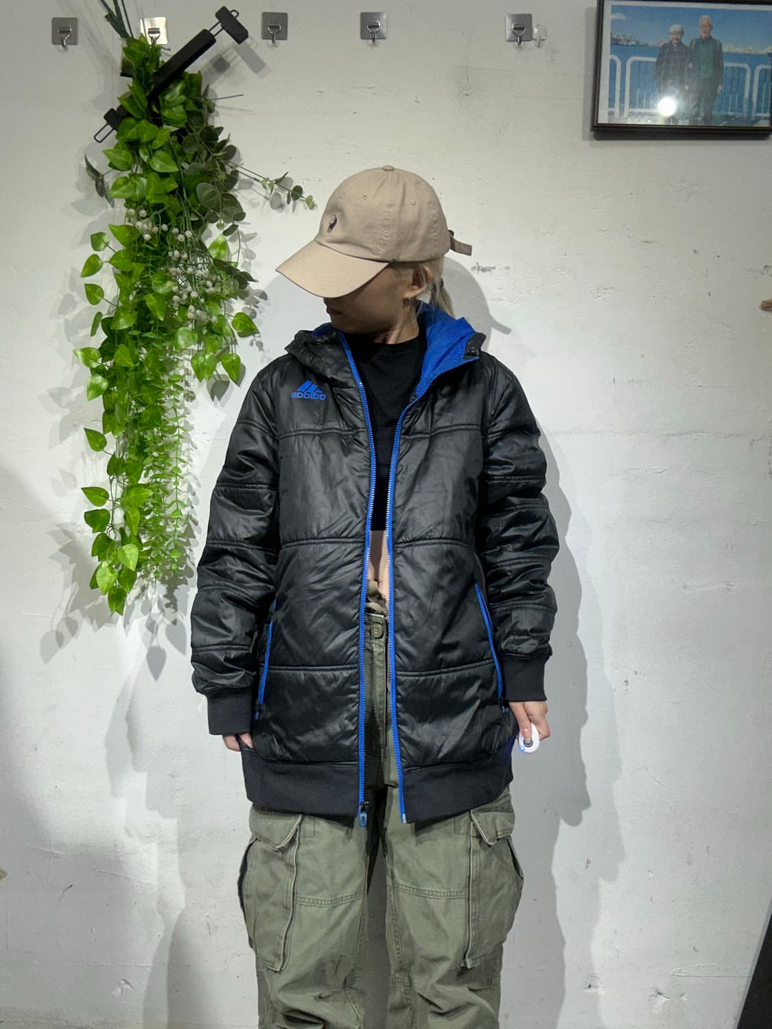 아디다스 블랙 후드 패딩 잠바 L 상품이미지2