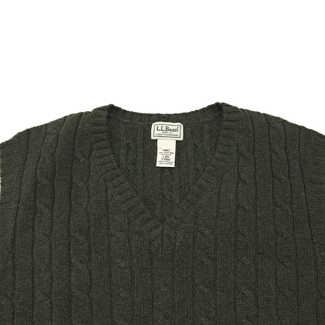 CL077 L 엘엘빈 다크올리브 그린 램스울 블렌드 케이블 니트 베스트 상품이미지2