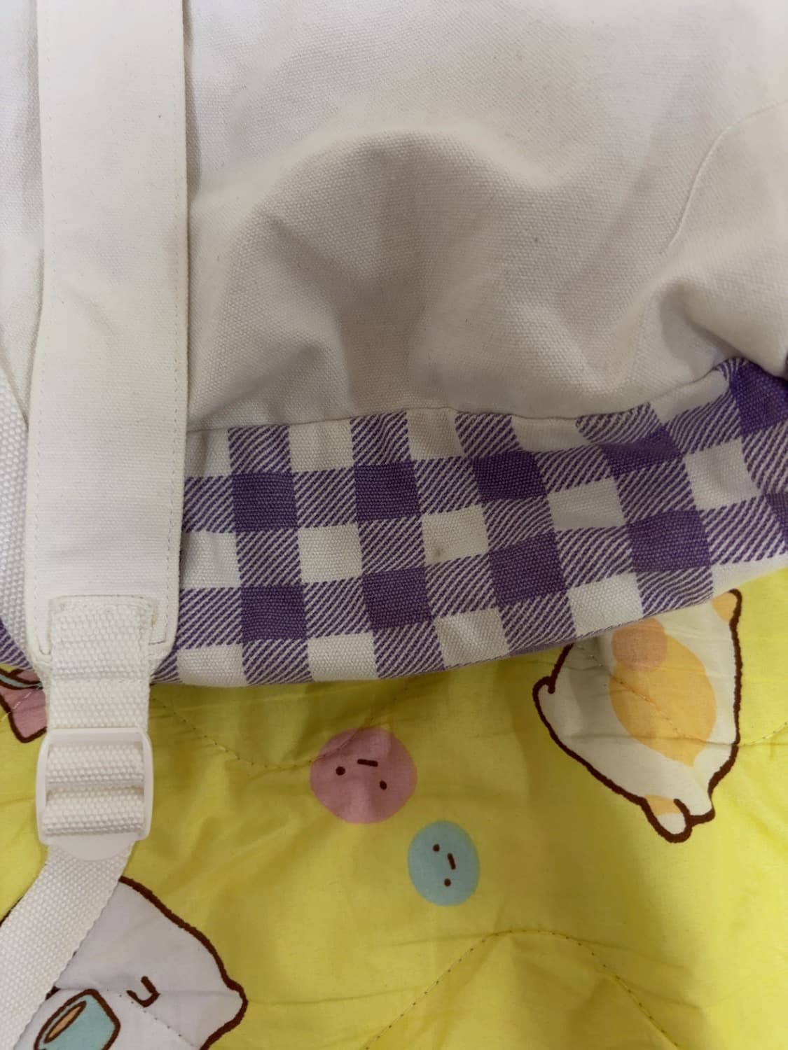 연보라 체크 빈티지 백팩 상품이미지5