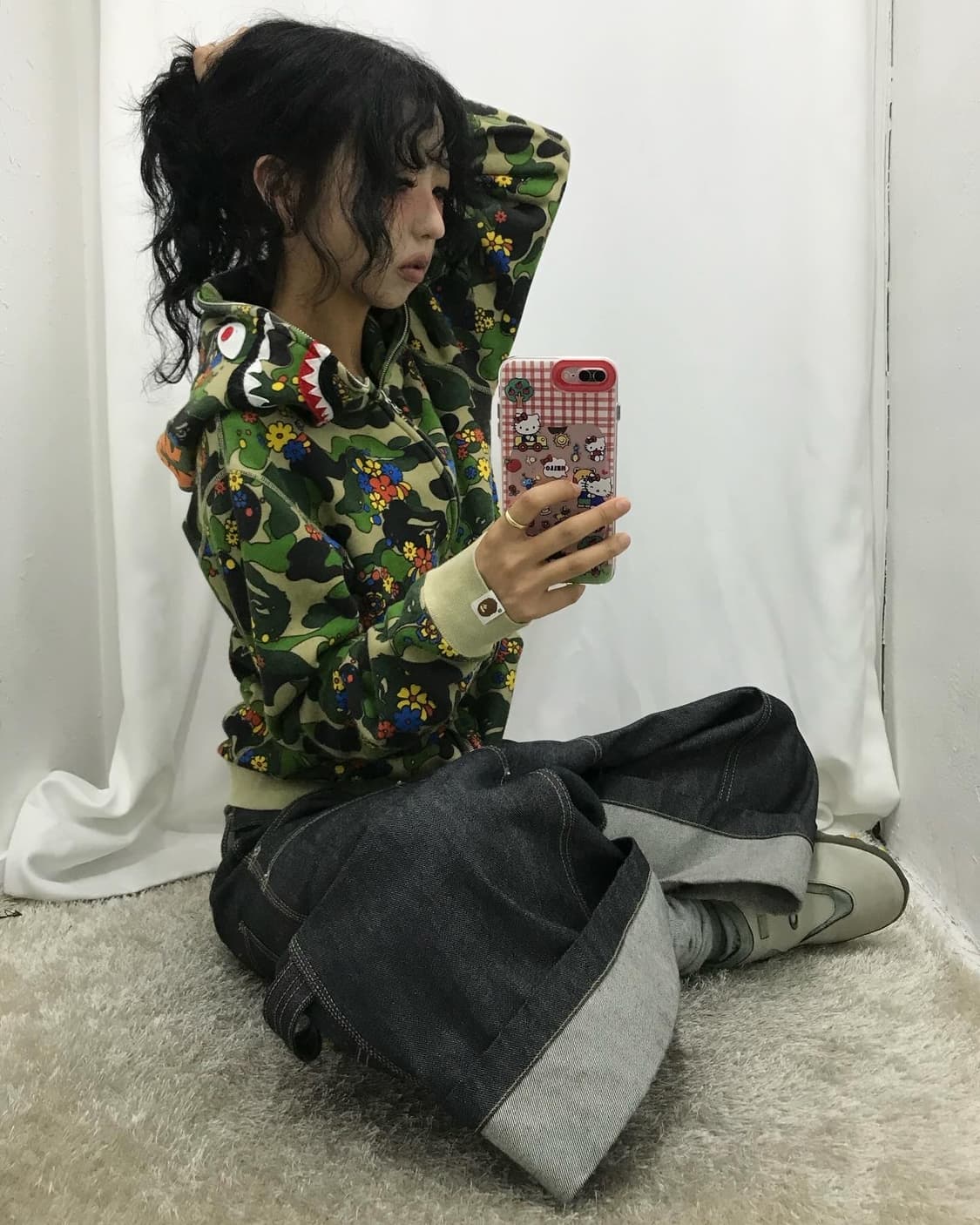 Bape Flower Camouflage Shark Hood Zipup 상품이미지1