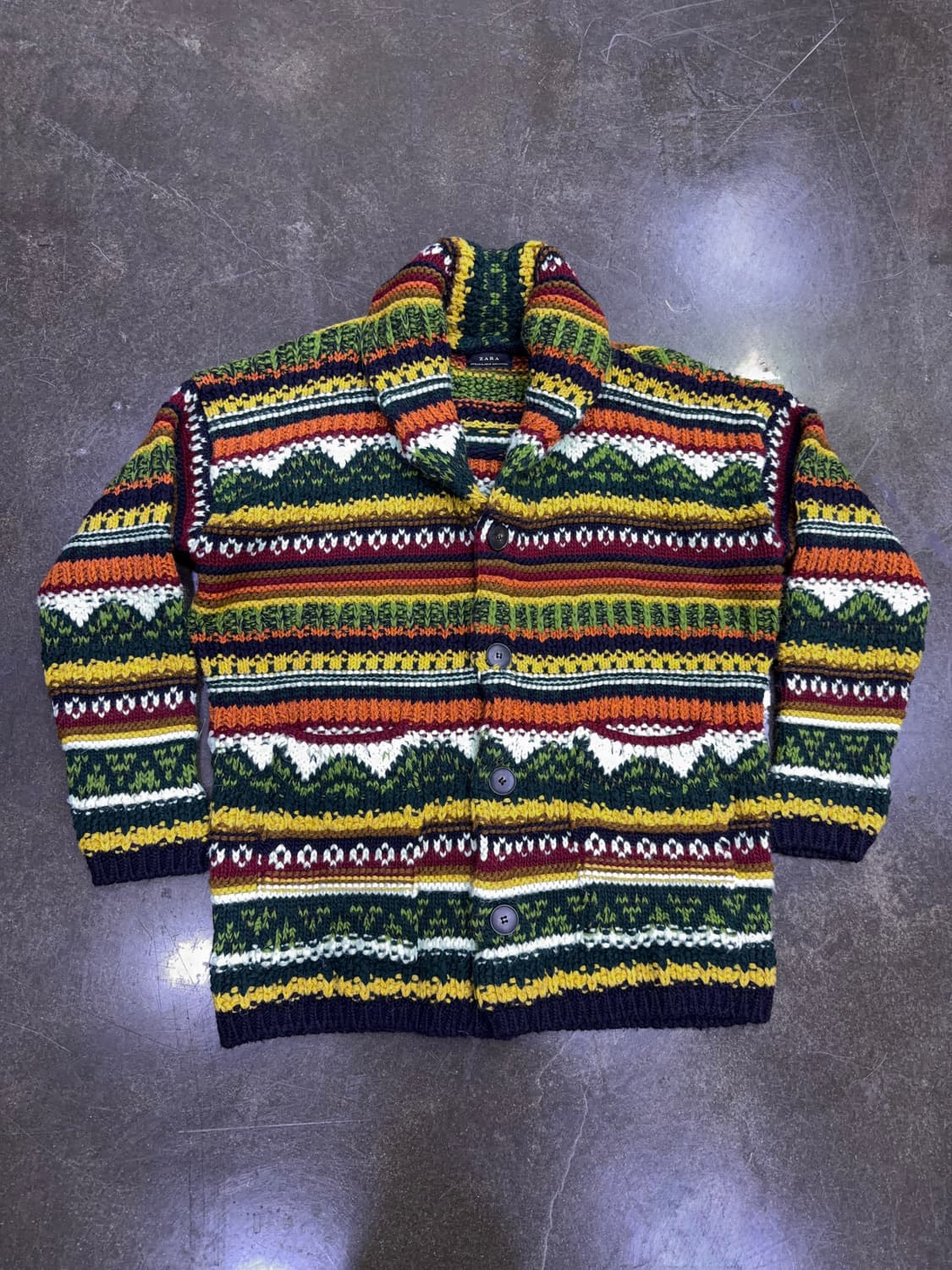 자라 에스닉 배색 니트 스웨터 가디건 M 상품이미지2