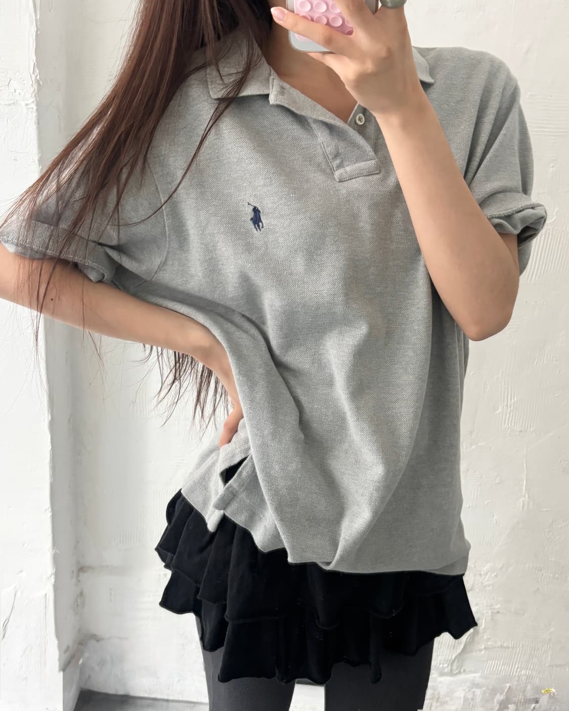 Polo 폴로 랄프로렌 그레이 커스텀핏 코튼 PK 카라티셔츠 상품이미지5