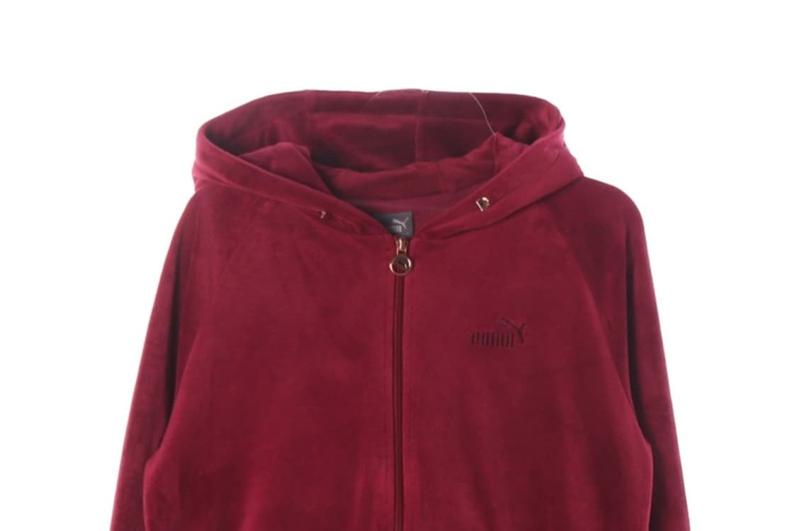 PUMA 로고 자수 벨벳 벨로아 후드 집업 L 상품이미지3