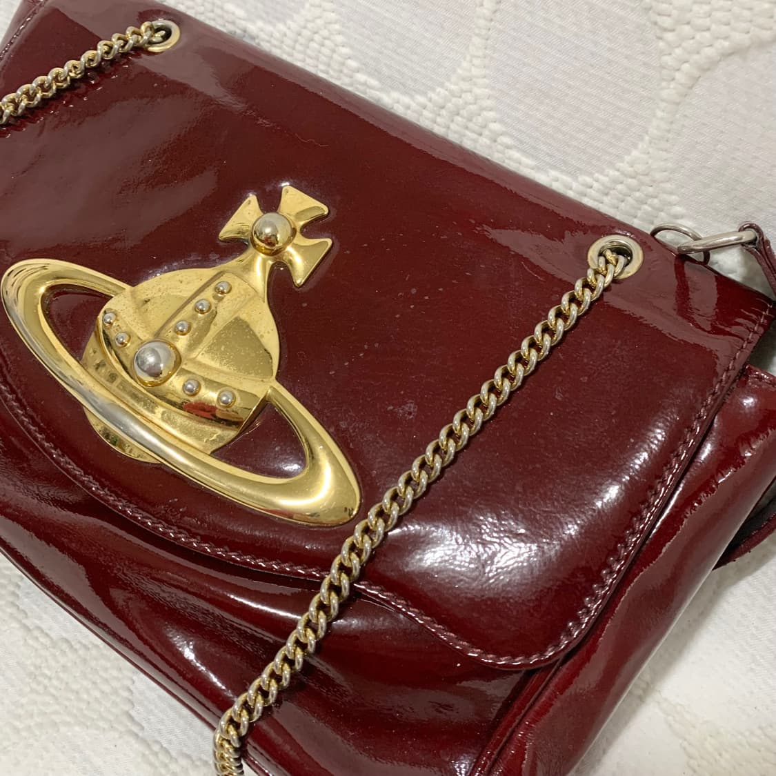 비비안 웨스트우드 레드 에나멜 숄더백 상품이미지5