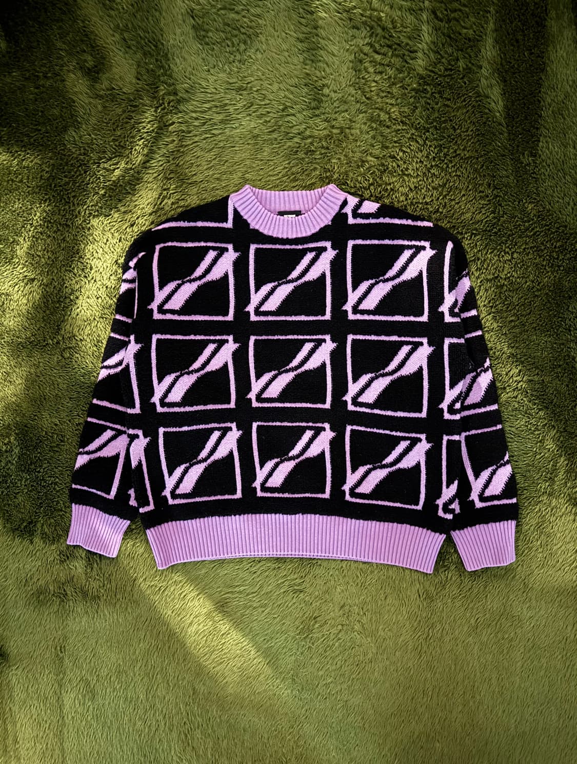 [M] We11done 웰던 스퀘어 로고 플리스 파일 니트 상품이미지1