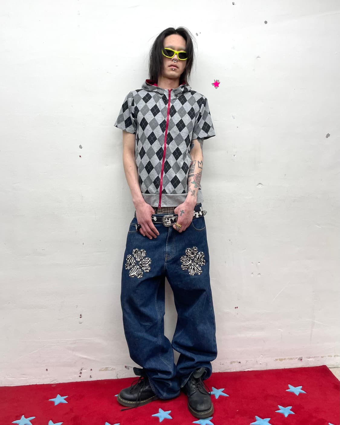 Argyle pink hoodie t-shirt  상품이미지5