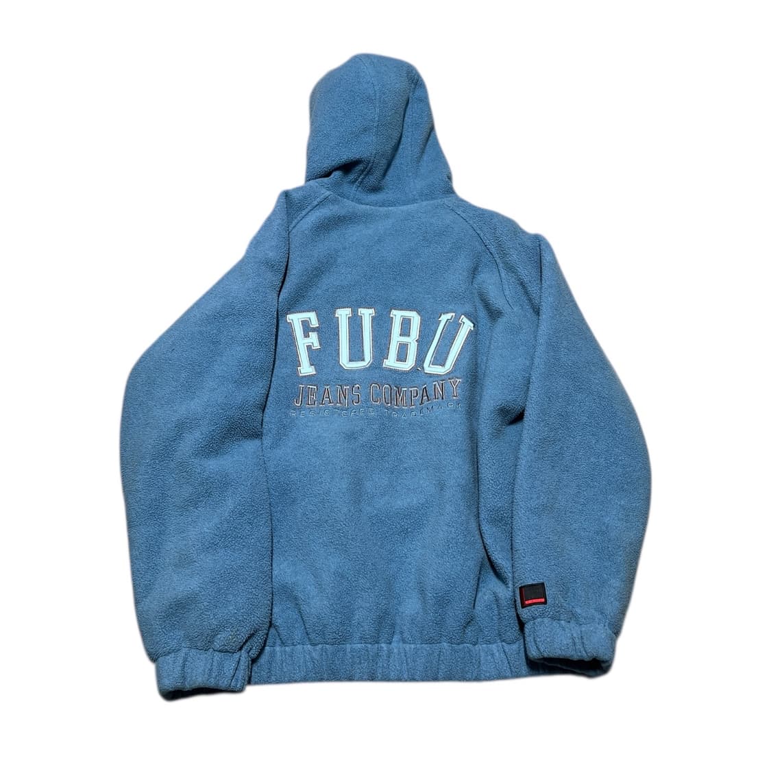 푸부 후부 올드스쿨 스카이 블루 빅 사이즈 레터링 후리스 집업 상품이미지1