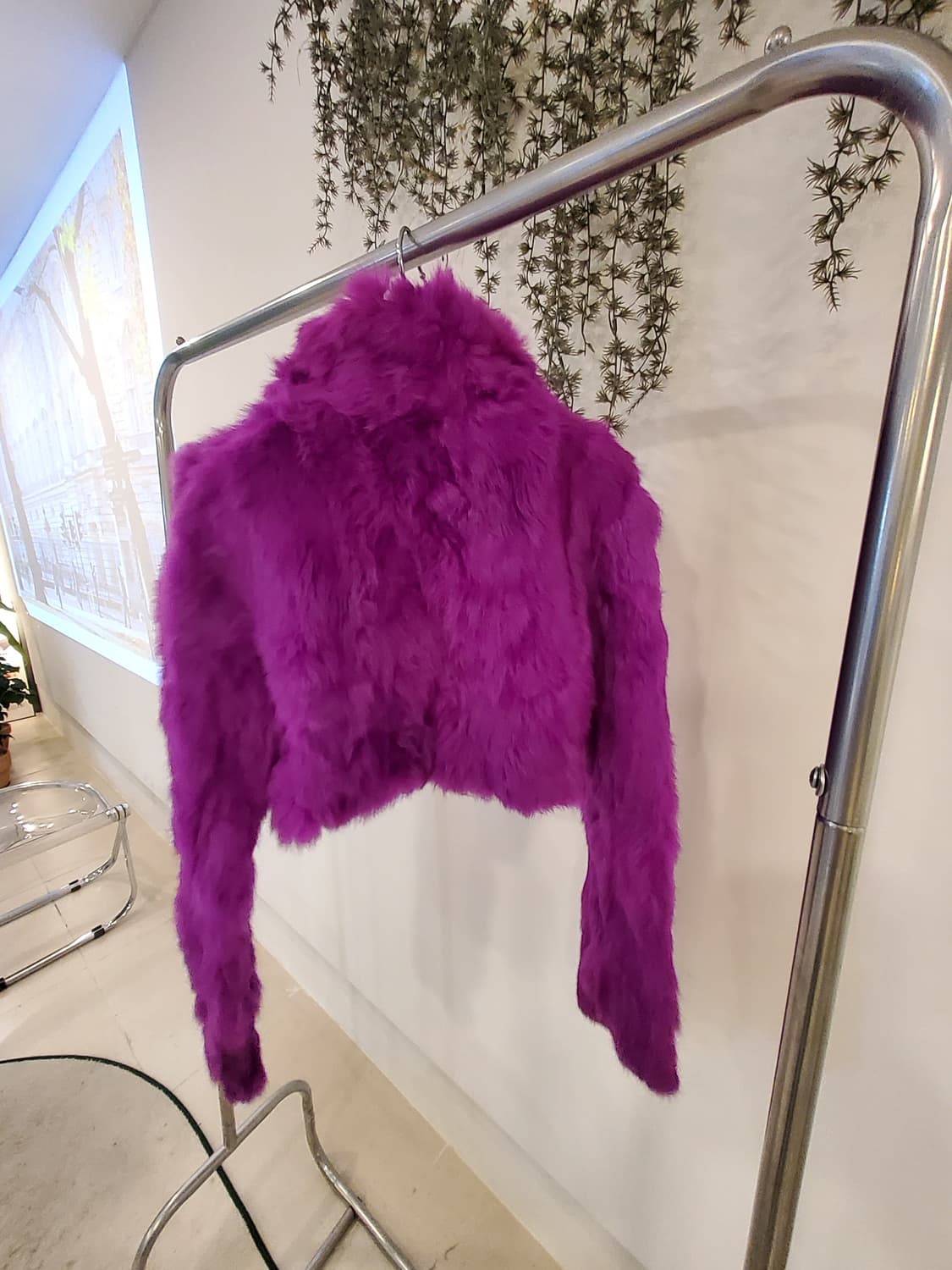 레빗100% 핫핑크 퍼자켓 상품이미지3