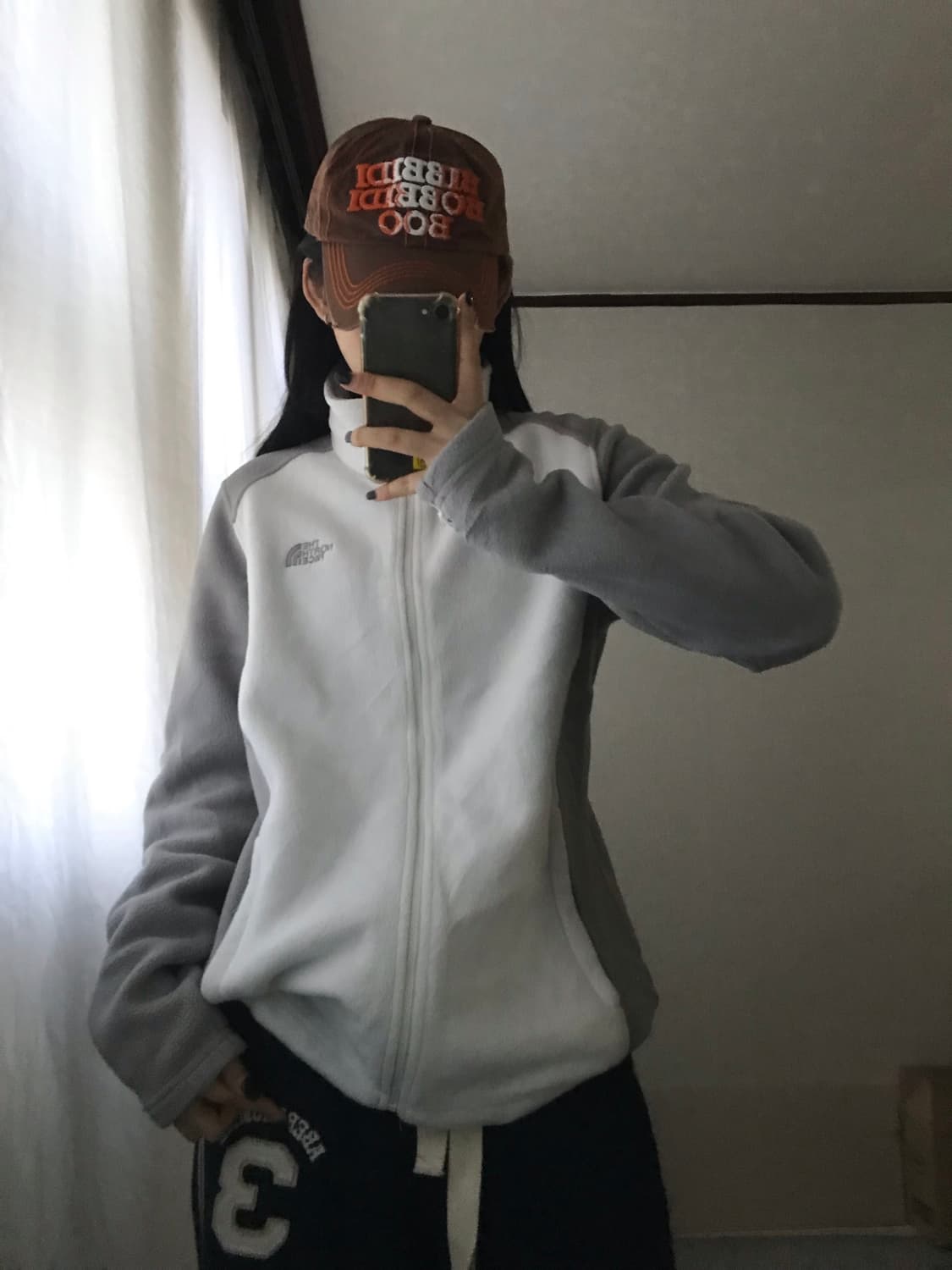 노페 화이트 그레이 나그랑 후리스 상품이미지2