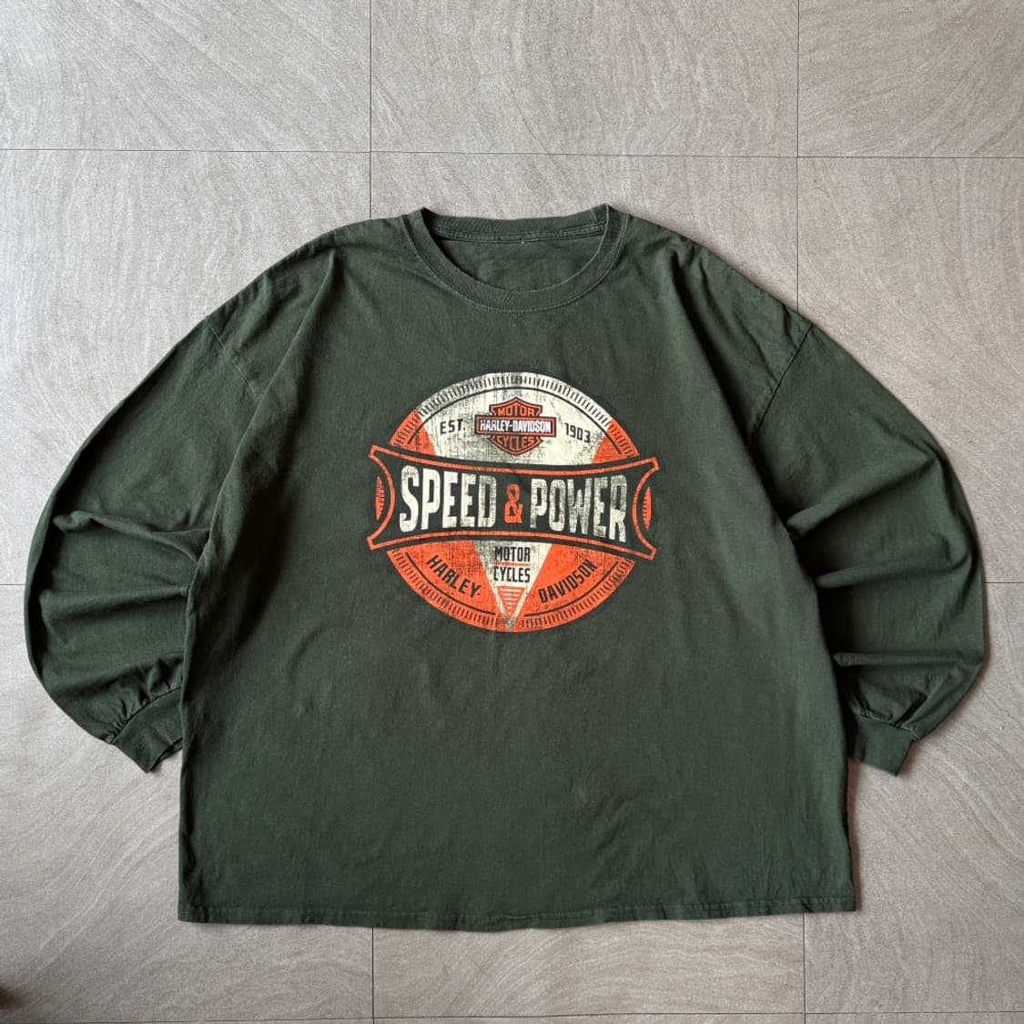 할리데이비슨 정품 그린 긴팔 티셔츠 상품이미지1