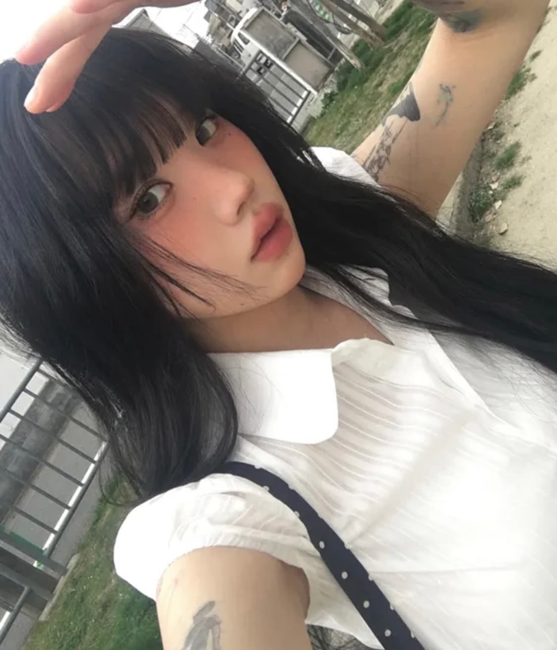 애니원모어 노리 캡소매 카라 블라우스 셔츠 화이트 상품이미지2