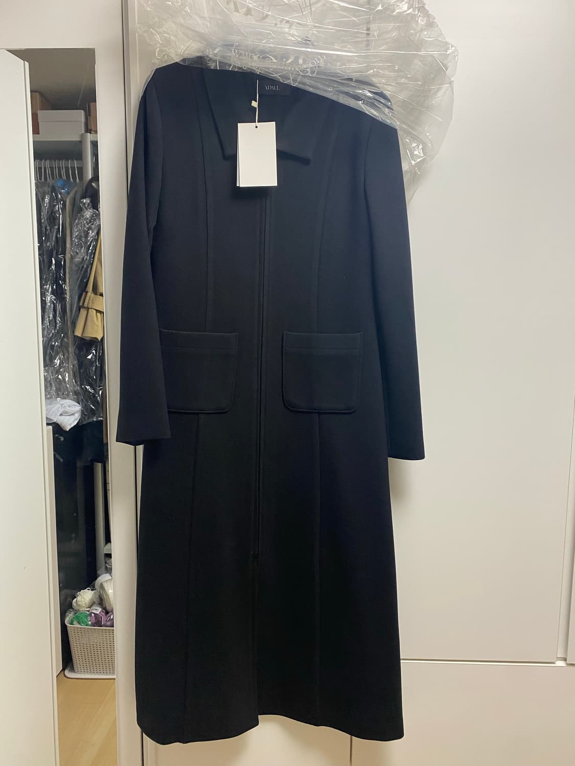 어다울) Zip up simple long dress - black-S 상품이미지2