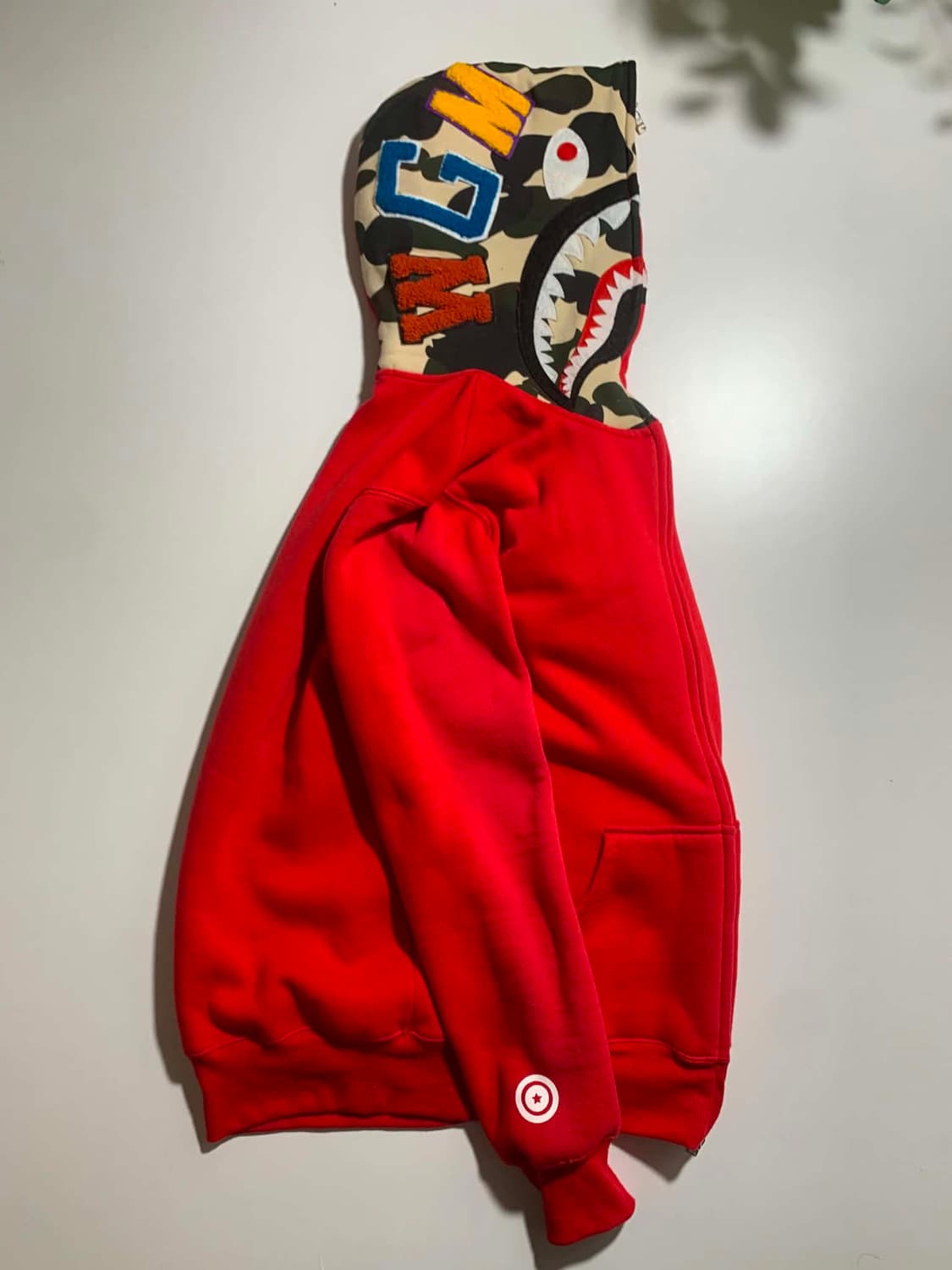 베이프 샤크 후드집업 XXL 레드 상품이미지3