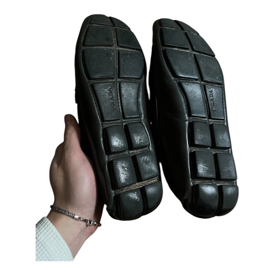 프라다 남성 레더 드라이빙 로퍼 (다크그레이/웹스트라이프) - [260] 상품이미지3