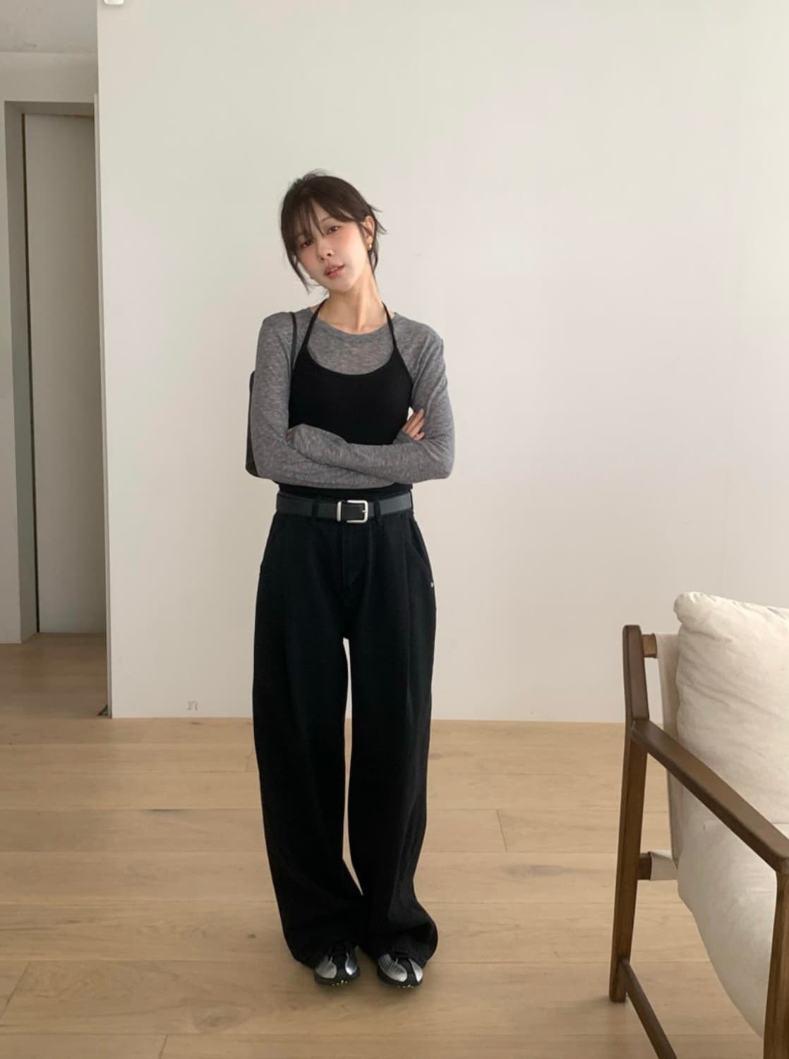 (새상품)미엘 104 핀턱 와이드 데님 s 상품이미지2