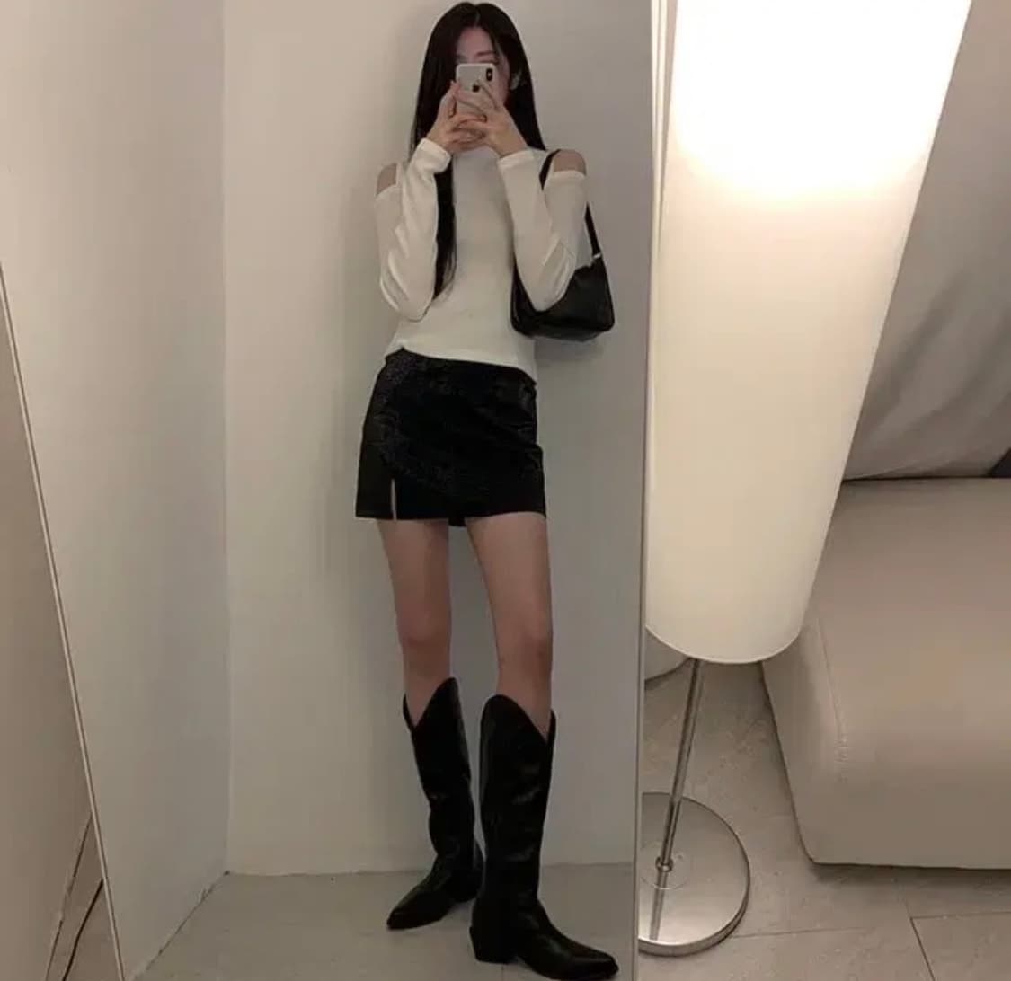 파이톤 레더 가죽 스커트 M 상품이미지8