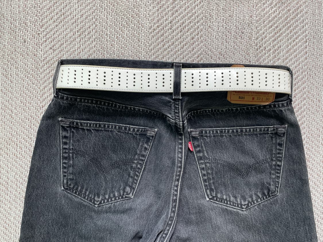 빈티지 플레이보이 펀칭 디테일 레더 벨트 J04392 상품이미지3