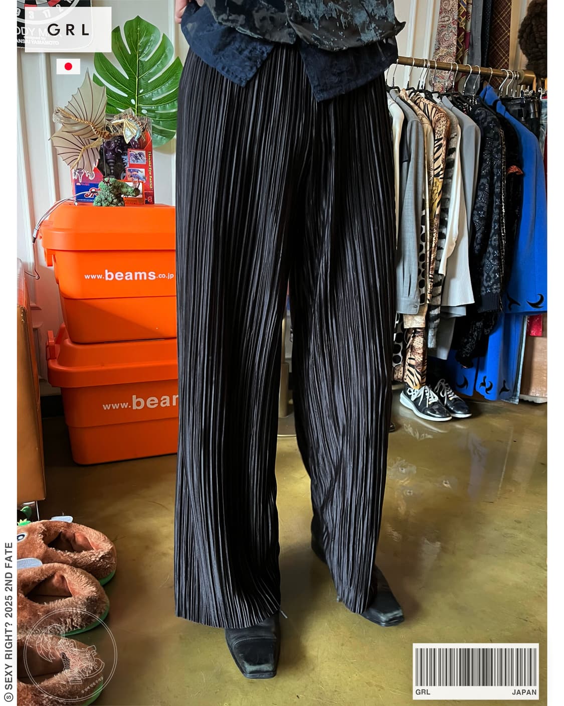 GRL グレイル Wide Pleats Black Trouser 상품이미지1