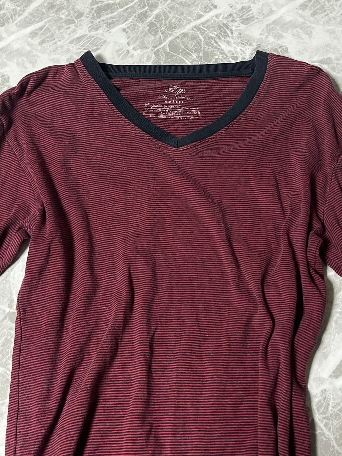 stripe v neck sleeve t 상품이미지2