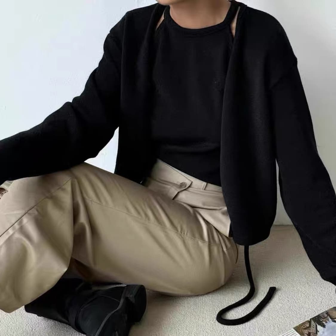 홀터넥 가디건 세트 블랙 apoem 아포엠 상품이미지2