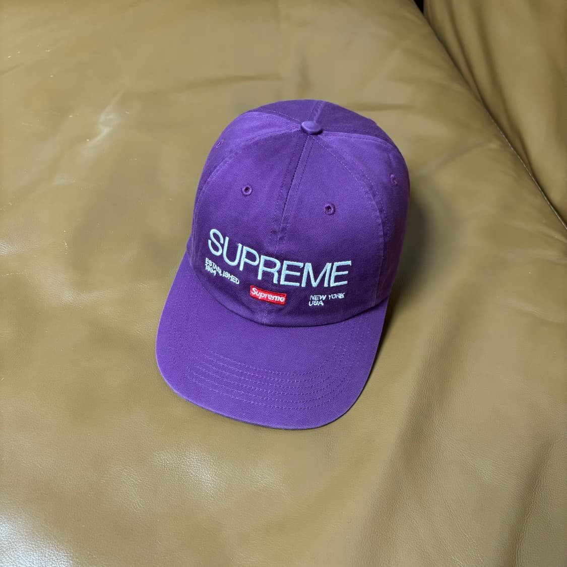 슈프림 6패널 볼캡 모자 21fw Est1994 워시드 퍼플 상품이미지1