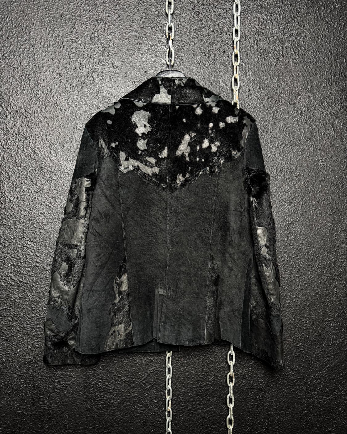 Vintage Pony Hair Panel Leather Jacket   상품이미지9