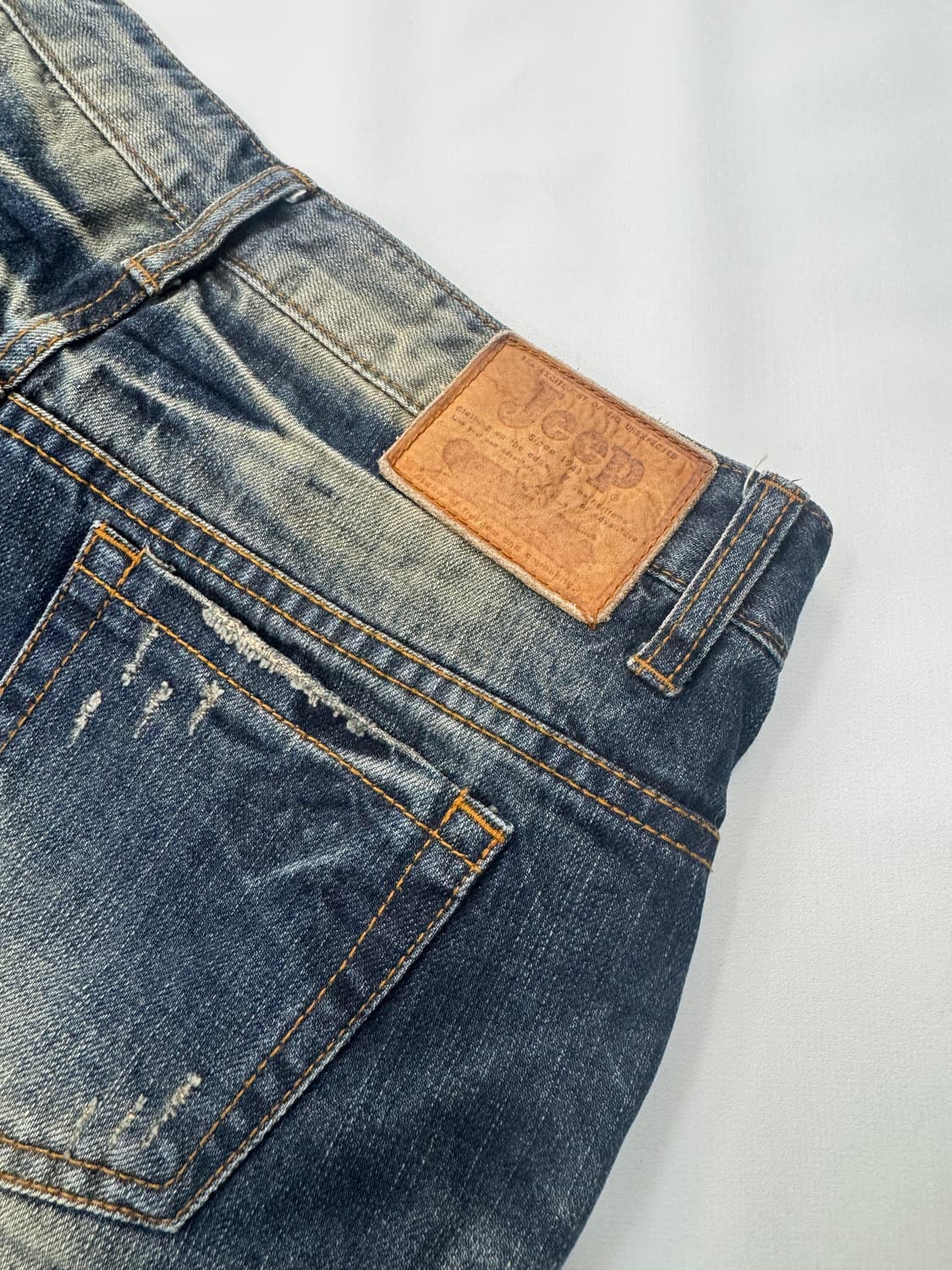 Jeep 빈티지 y2k 워싱 펑크 숏 팬츠 데님 체크 겨울 반바지   상품이미지5